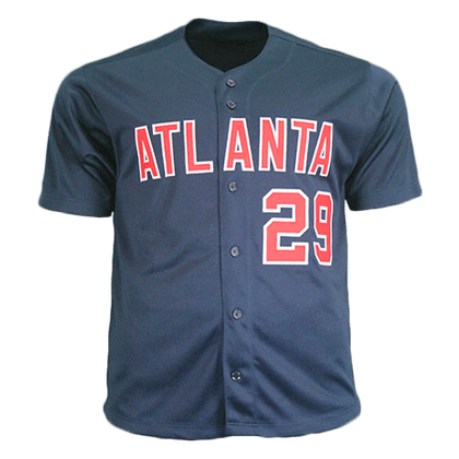 John Smoltz Autographed Pro Style Throwback Navy Baseball Jersey (JSA)