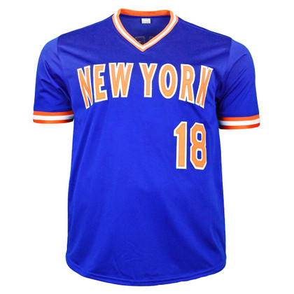 Darryl Strawberry Signed New York Blue Baseball Jersey Signed in Silver (PSA)