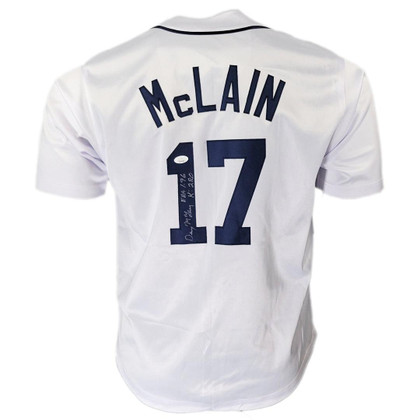 Denny McLain Signed Multiple Inscription Detroit White Baseball Jersey (JSA)