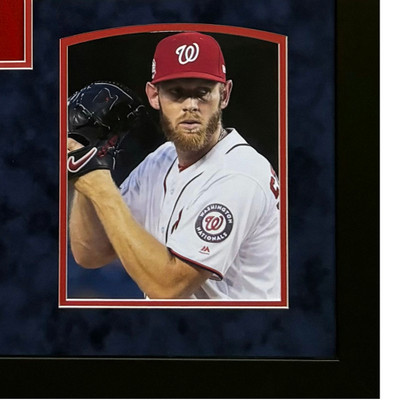 Stephen Strasburg Signed Washington Red Custom Suede Matte Framed Baseball Jersey