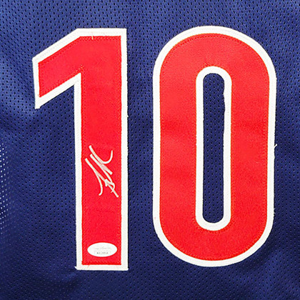 Mike Bibby Signed Arizona College Blue Stat Basketball Jersey (JSA)