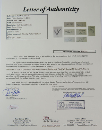 Star Trek: The Original Series Signed Display