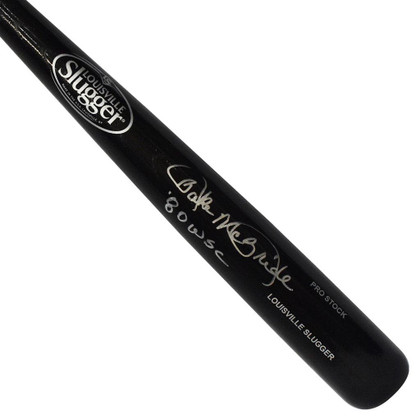 Bake McBride Signed 80 WSC Inscription Louisville Slugger Official MLB Black Baseball Bat (JSA)