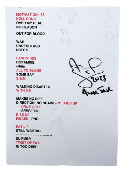 Official Sum 41 Tour Setlists Signed by Frank Zummo