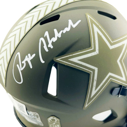 Roger Staubach Signed Dallas Cowboys Salute to Service Mini Football Helmet (Beckett)