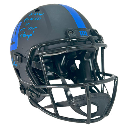 Lawrence Taylor Signed Multi Inscription New York Giants Authentic Eclipse Speed Full-Size Football Helmet (Beckett)