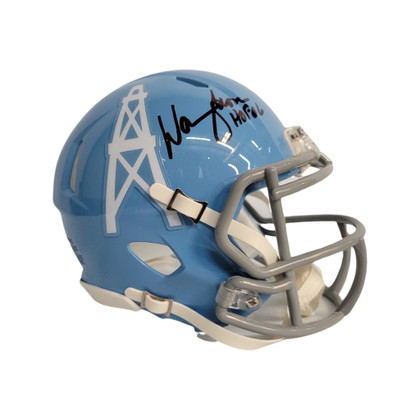 Warren Moon Signed HOF 06 Inscription Houston Oilers 1960-65 Throwback Speed Mini Replica Football Helmet (JSA)