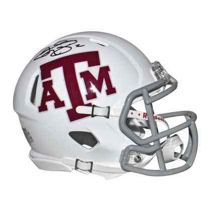 Johnny Manziel Signed Texas A&M Aggies Speed Mini Replica White Football Helmet (Beckett)
