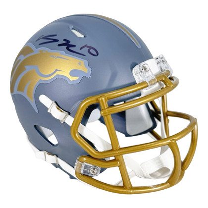 Bo Nix Signed Denver Broncos Slate Alternate Speed Mini Football Helmet (Beckett)