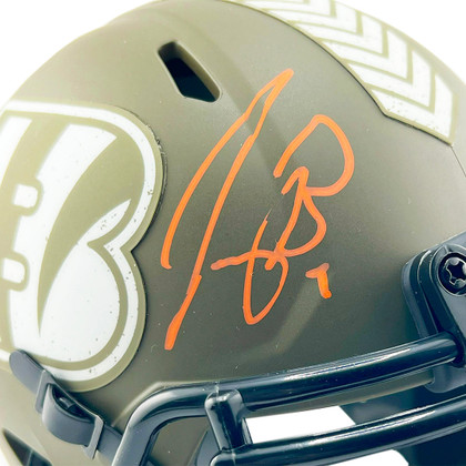 Joe Burrow Signed Cincinnati Bengals Salute to Service Mini Football Helmet (Fanatics)