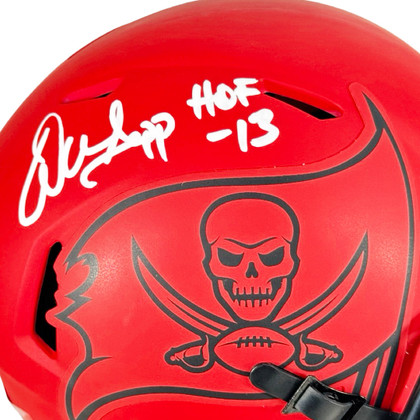 Warren Sapp Signed HOF 13 Inscription Tampa Bay Buccaneers Rave Mini Football Helmet (Beckett)