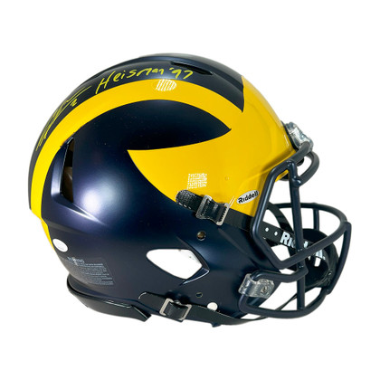 Charles Woodson Signed Heisman 97 Inscription Michigan Wolverines Authentic Speed Full-Size Football Helmet (JSA)