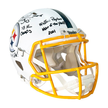 Jerome Bettis Signed Multi-Inscription Pittsburgh Steelers Authentic Flat White Speed Full-Size Football Helmet (Beckett)