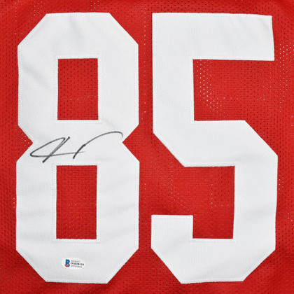 Vernon Davis Signed San Francisco Red Football Jersey (Beckett)