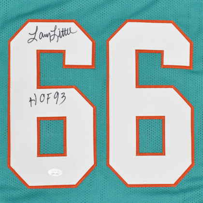 Larry Little Signed Pro Edition Teal Football Jersey (JSA) HOF Inscription Included