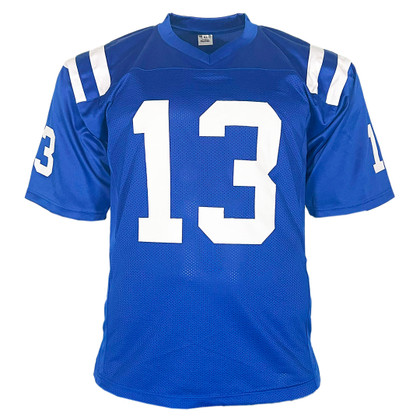Mike Vanderjagt Signed Indianapolis Blue Football Jersey (JSA)