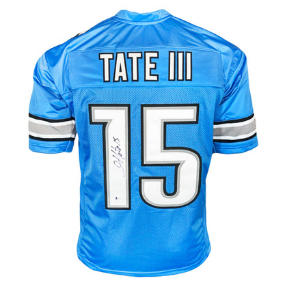 Golden Tate III Signed Detroit Light Blue Football Jersey (Beckett)
