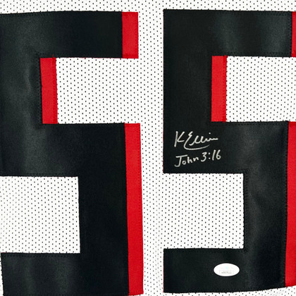 Kaden Elliss Signed John 3:16 Inscription Atlanta White Football Jersey (JSA)