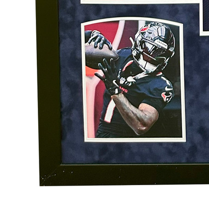 Stefon Diggs Signed Houston Blue Custom Suede Matte Framed Football Jersey