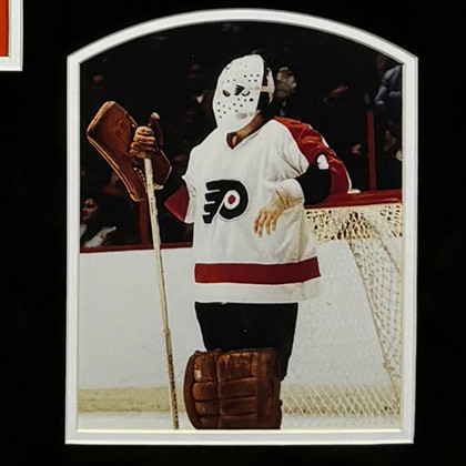 Bernie Parent Signed Orange Custom Suede Matte Framed Hockey Jersey