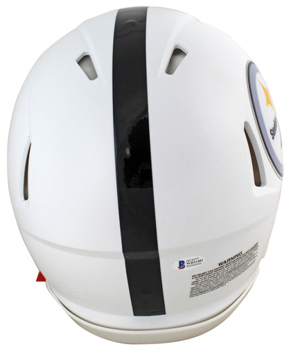 Steelers Troy Polamalu Signed Flat White Proline F/S Speed Helmet BAS Witnessed