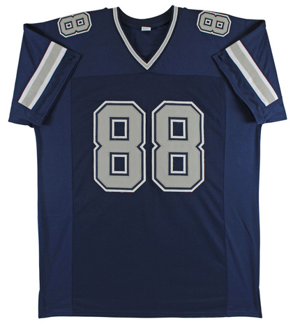 Cowboys Michael Irvin Signed Navy Blue Pro Style Jersey w/ Grey #s BAS Witnessed