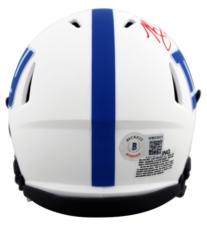 Giants Michael Strahan Authentic Signed Lunar Speed Mini Helmet BAS Witnessed