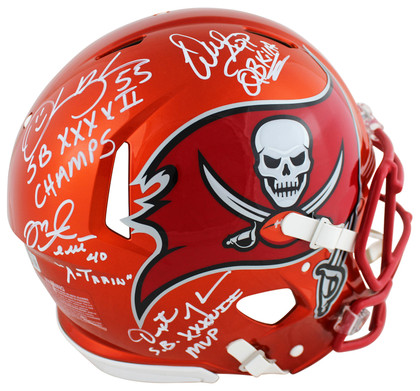 Bucs SB 37 Sapp, Brooks, Alstott +1 Signed Flash F/S Speed Proline Helmet BAS W