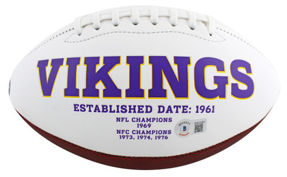 Vikings Daunte Culpepper Signed Rawlings White Panel Logo Football BAS Witnessed