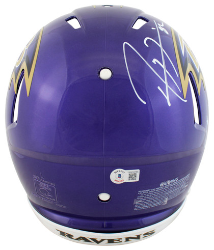 Ravens Ray Lewis & Ed Reed Signed Flash F/S Speed Proline Helmet BAS Wit