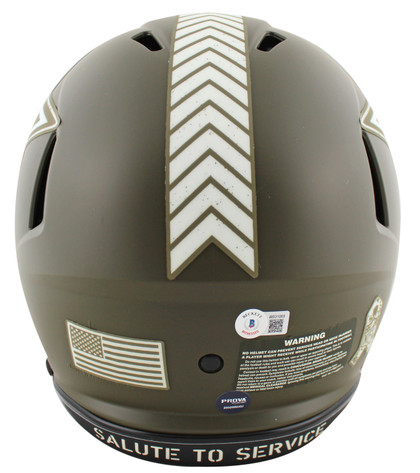 Cowboys Emmitt Smith Signed Salute To Service F/S Speed Proline Helmet BAS Wit