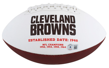 Browns Ozzie Newsome "HOF 99" Signed White Panel Logo Football BAS Witnessed
