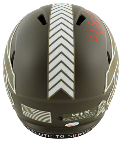 Bills O.J. Simpson HOF 85 Signed Salute To Service F/S Speed Rep Helmet JSA Wit