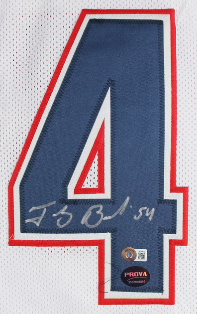 Tedy Bruschi Authentic Signed White Pro Style Jersey Autographed BAS Witnessed