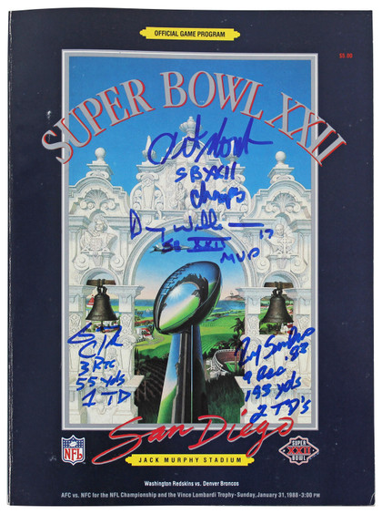 (4) Williams,  Monk, Clark & Sanders Signed Official SB XXII Program BAS Witness