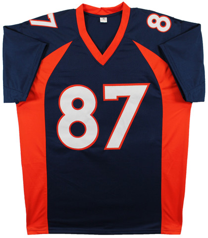 Ed McCaffrey Authentic Signed Navy Blue Pro Style Jersey BAS Witnessed