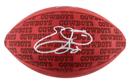 Cowboys Emmitt Smith Signed Wilson "The Duke" Team Showcase Nfl Football BAS Wit