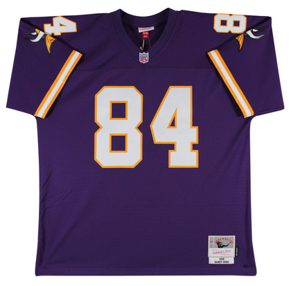 Vikings Randy Moss "HOF 18" Signed Purple Mitchell & Ness Jersey BAS Witnessed 2
