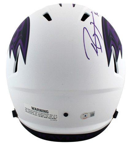 Ravens Ray Lewis Signed Lunar Full Size Speed Rep Helmet w/ Case BAS Witnessed