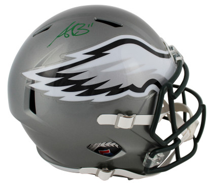 Eagles A.J. Brown Signed Flash Full Size Speed Rep Helmet w/ Case BAS Witnessed