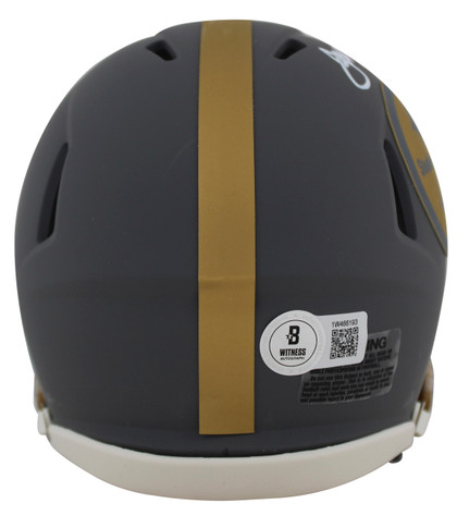 Steelers Joe Greene "HOF 87" Signed Slate Speed Mini Helmet W/ Case BAS Witness