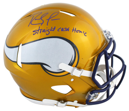 Vikings Randy Moss "SCH" Signed Flash F/S Speed Proline Helmet w/ Case BAS Wit