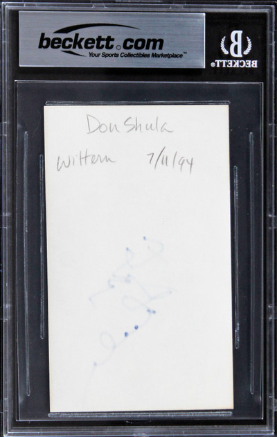 Dolphins Don Shula Authentic Signed 3x5 Index Card Autographed BAS Slabbed