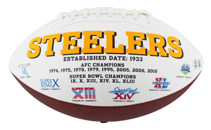 Steelers Roman Wilson Authentic Signed White Panel Logo Football BAS Witnessed