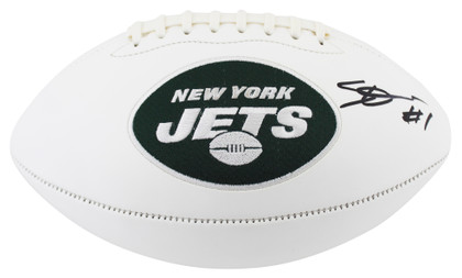 Jets Ahmad "Sauce" Gardner Signed Rawlings White Panel Logo Football BAS Witness