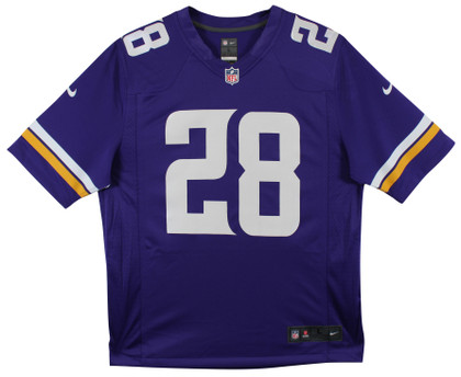 Vikings Adrian Peterson "Career Stat" Signed Purple Nike Game Jersey BAS Witness