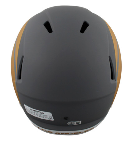 Rams Marshall Faulk Signed Slate Full Size Speed Rep Helmet w/ Case BAS Witness