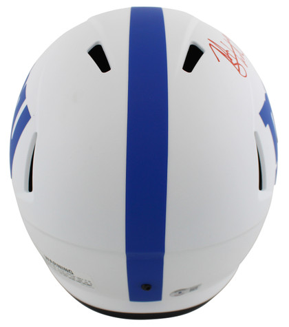 Giants Michael Strahan Signed Lunar Full Size Speed Rep Helmet W/ Case BAS Wit