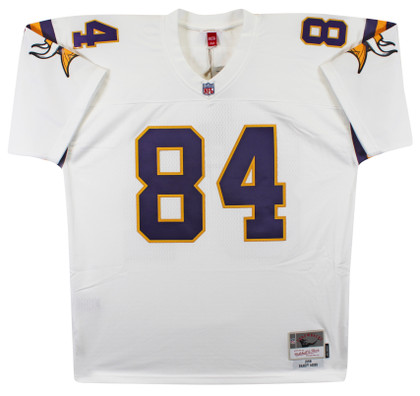 Vikings Randy Moss Authentic Signed White 1998 M&N Throwback Jersey BAS Witness