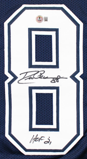 Drew Pearson "HOF 21" Authentic Signed Navy Pro Style Jersey BAS Witnessed